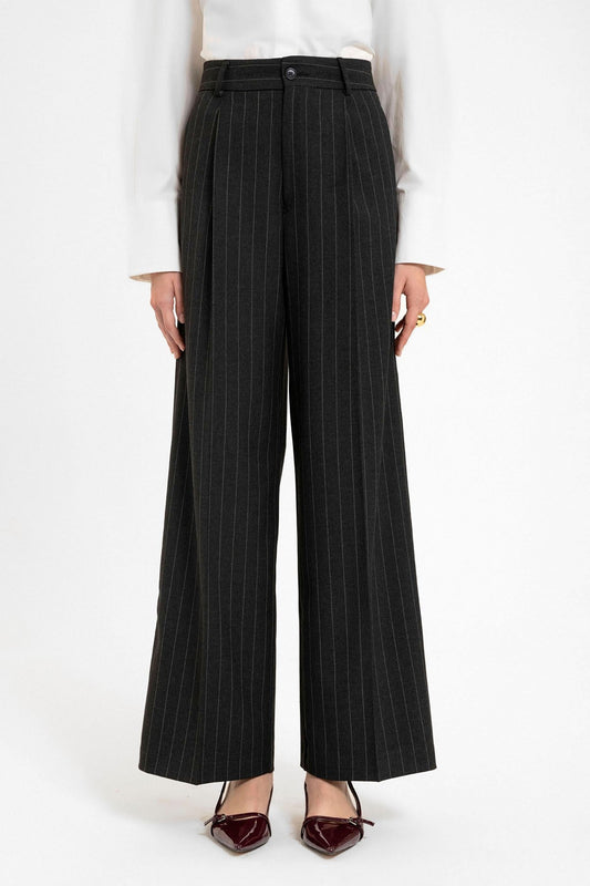 Antioch Women's High-Waisted Pleated Striped Pants