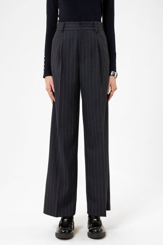 Antioch Women's High-Waisted Pleated Striped Pants