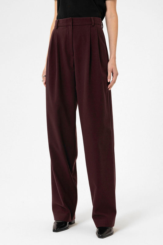 Women's High-Waisted Pants with Seam Details, Straight Fit