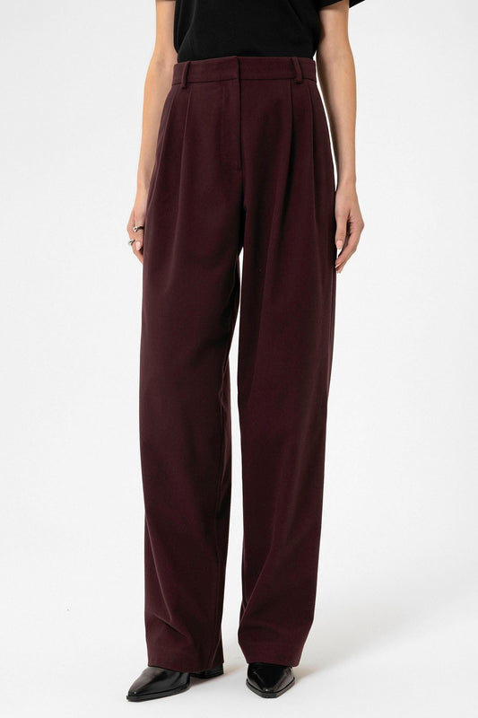 Women's High-Waisted Pants with Seam Details, Straight Fit