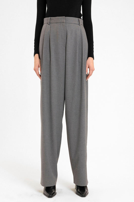 Women's High-Waisted Pants with Seam Details, Straight Fit