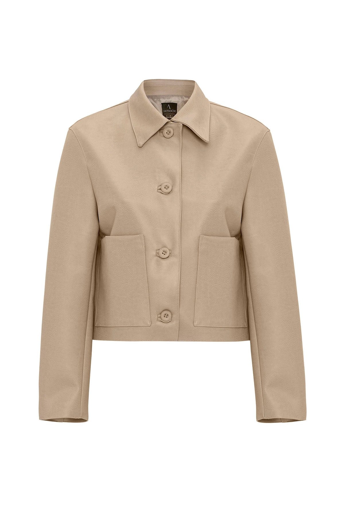 Antioch Women's Polo-Neck Faux Leather Jacket