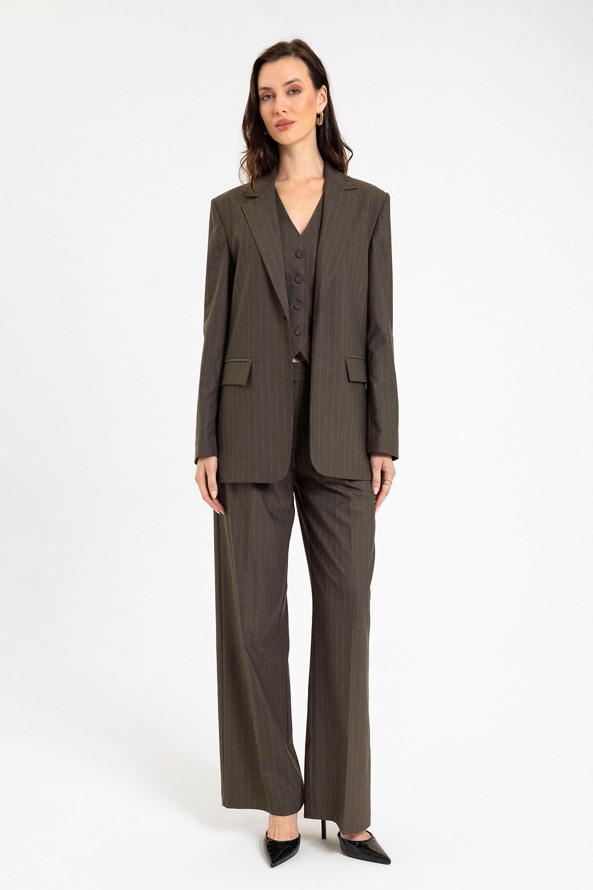 Antioch Women's Single-Button Striped Blazer Jacket