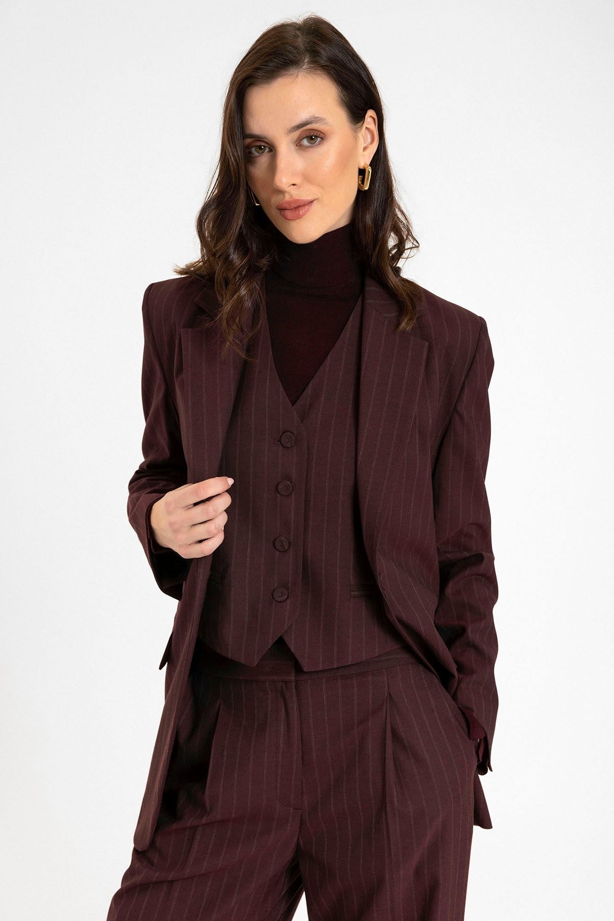 Antioch Women's Single-Button Striped Blazer Jacket