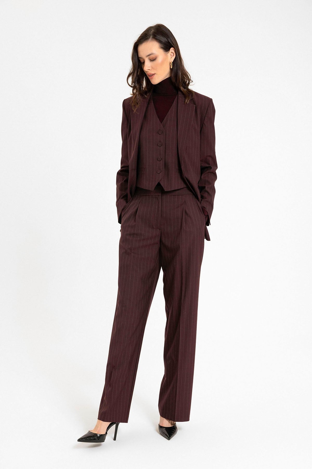 Antioch Women's Single-Button Striped Blazer Jacket