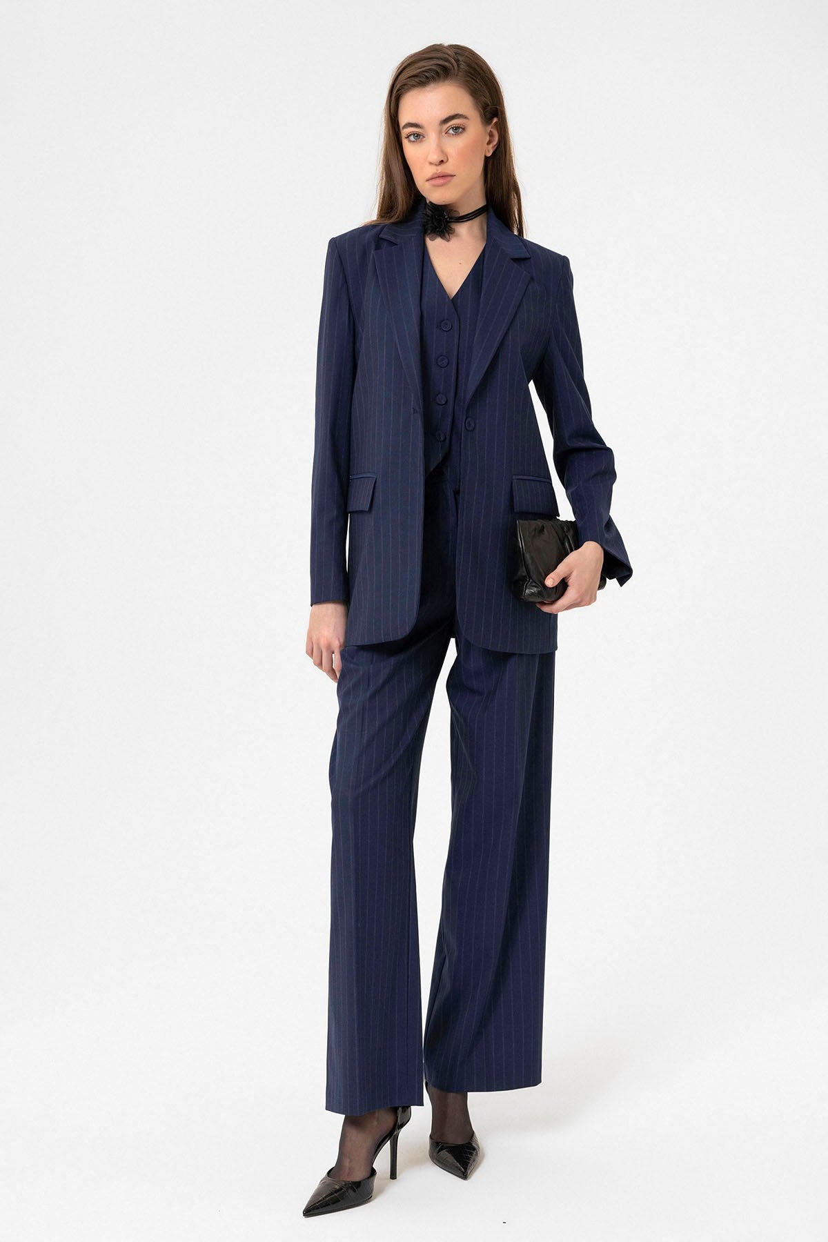 Antioch Women's Single-Button Striped Blazer Jacket