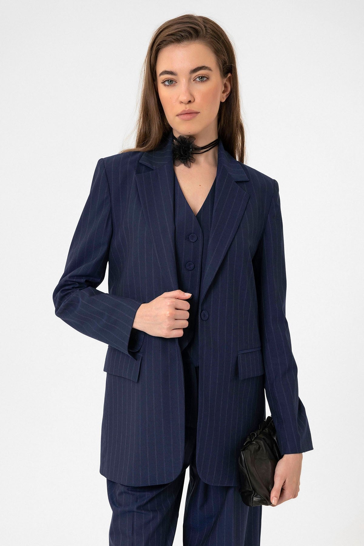 Antioch Women's Single-Button Striped Blazer Jacket