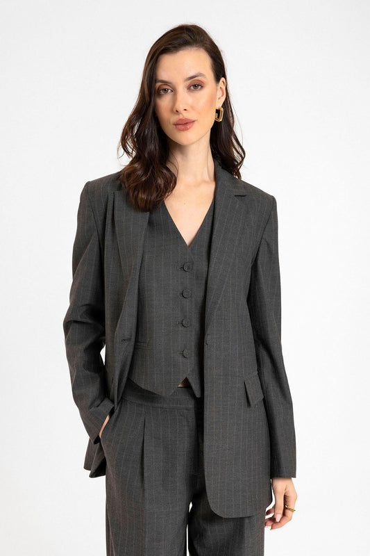 Antioch Women's Single-Button Striped Blazer Jacket