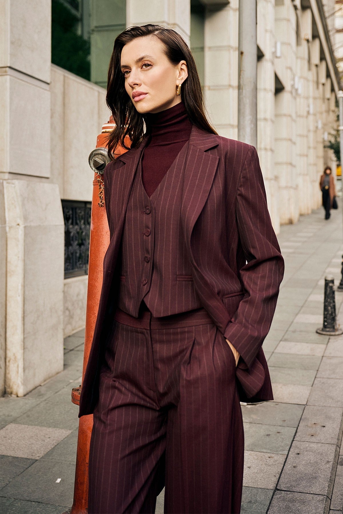 Antioch Women's Single-Button Striped Blazer Jacket