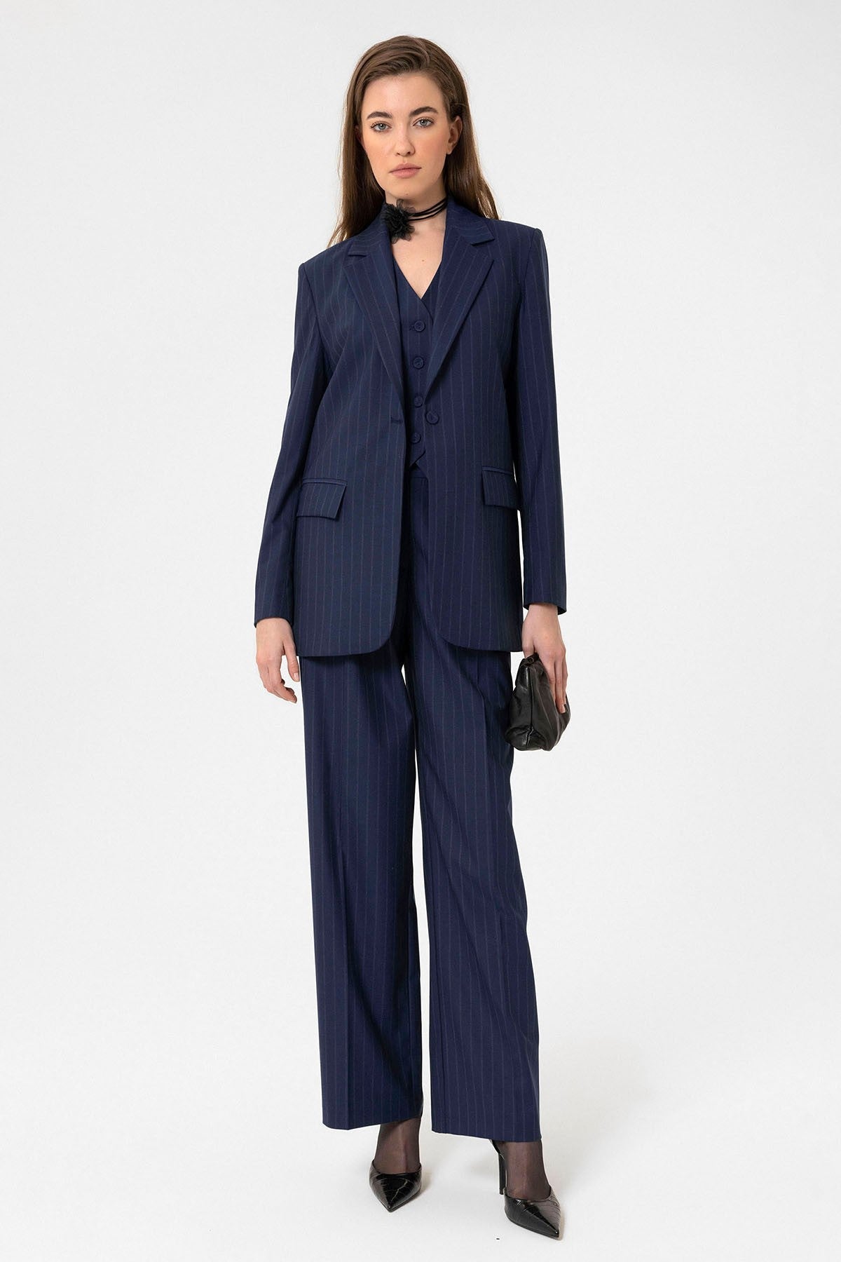 Antioch Women's Single-Button Striped Blazer Jacket