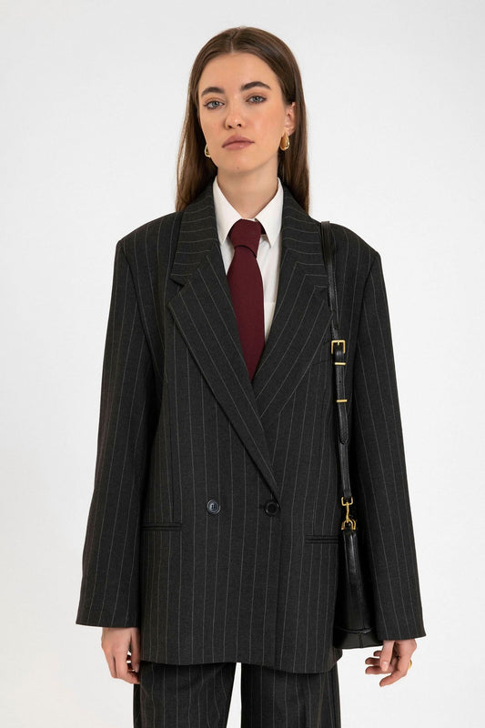 Antioch Women's Striped Oversized Blazer Jacket