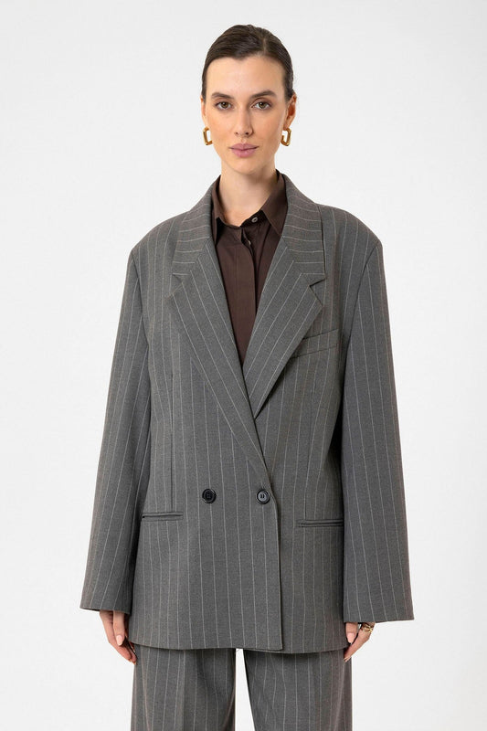 Antioch Women's Striped Oversized Blazer Jacket