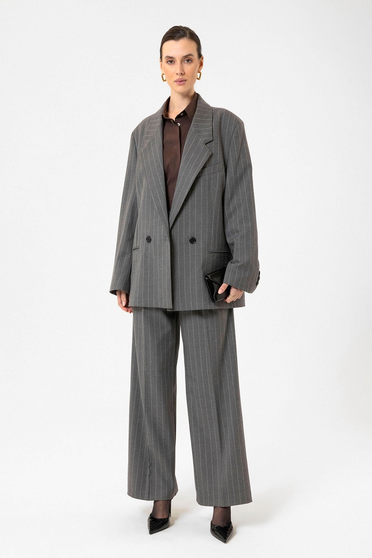 Antioch Women's Striped Oversized Blazer Jacket