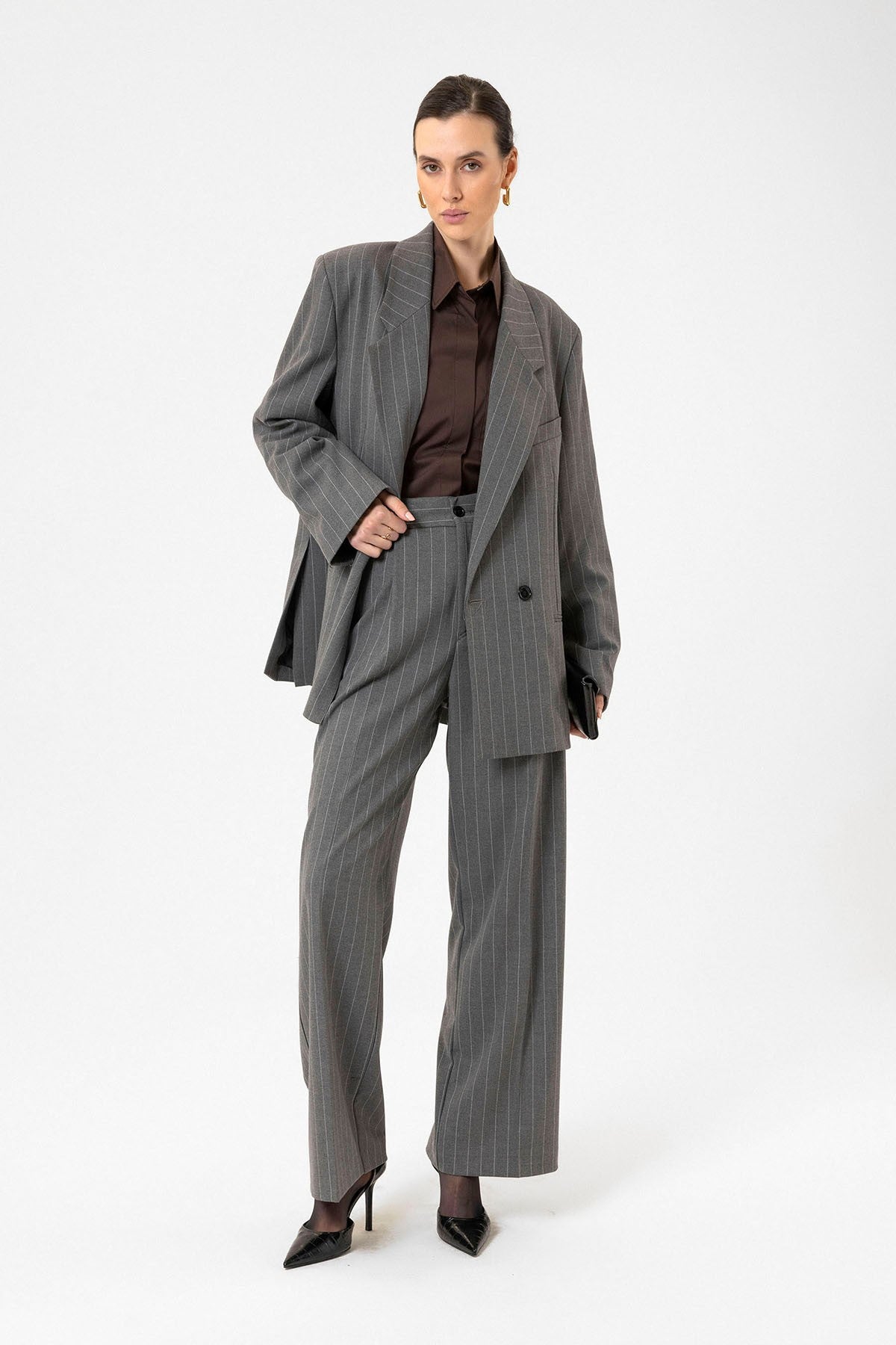 Antioch Women's Striped Oversized Blazer Jacket