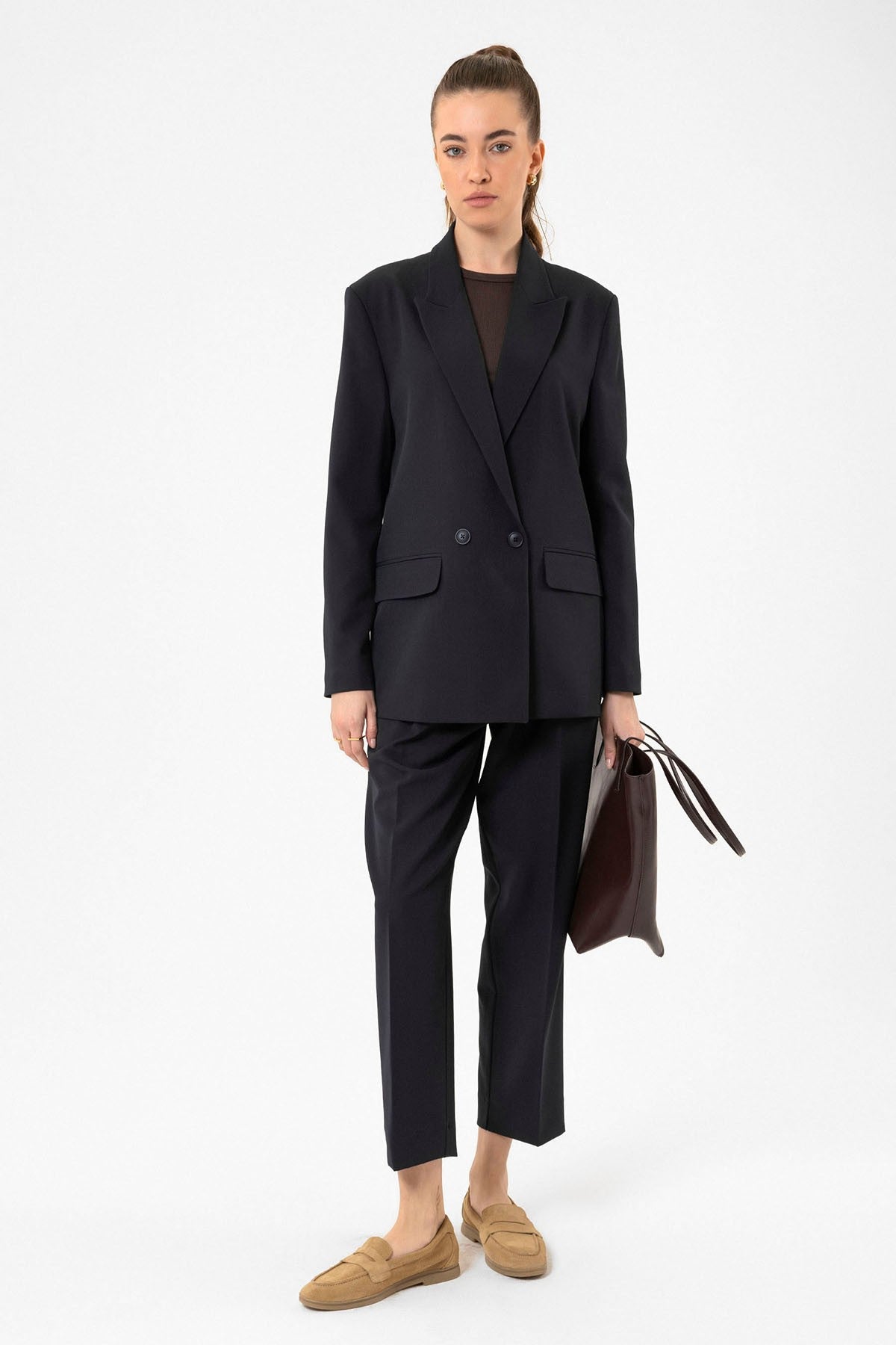 Antioch Women's Striped Oversized Blazer Jacket