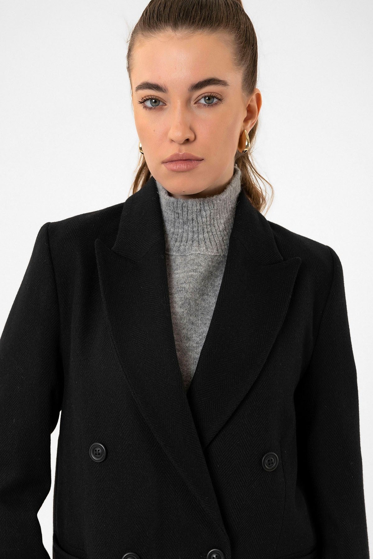 Antioch Women's Wool-Blend Herringbone-Patterned Blazer Jacket