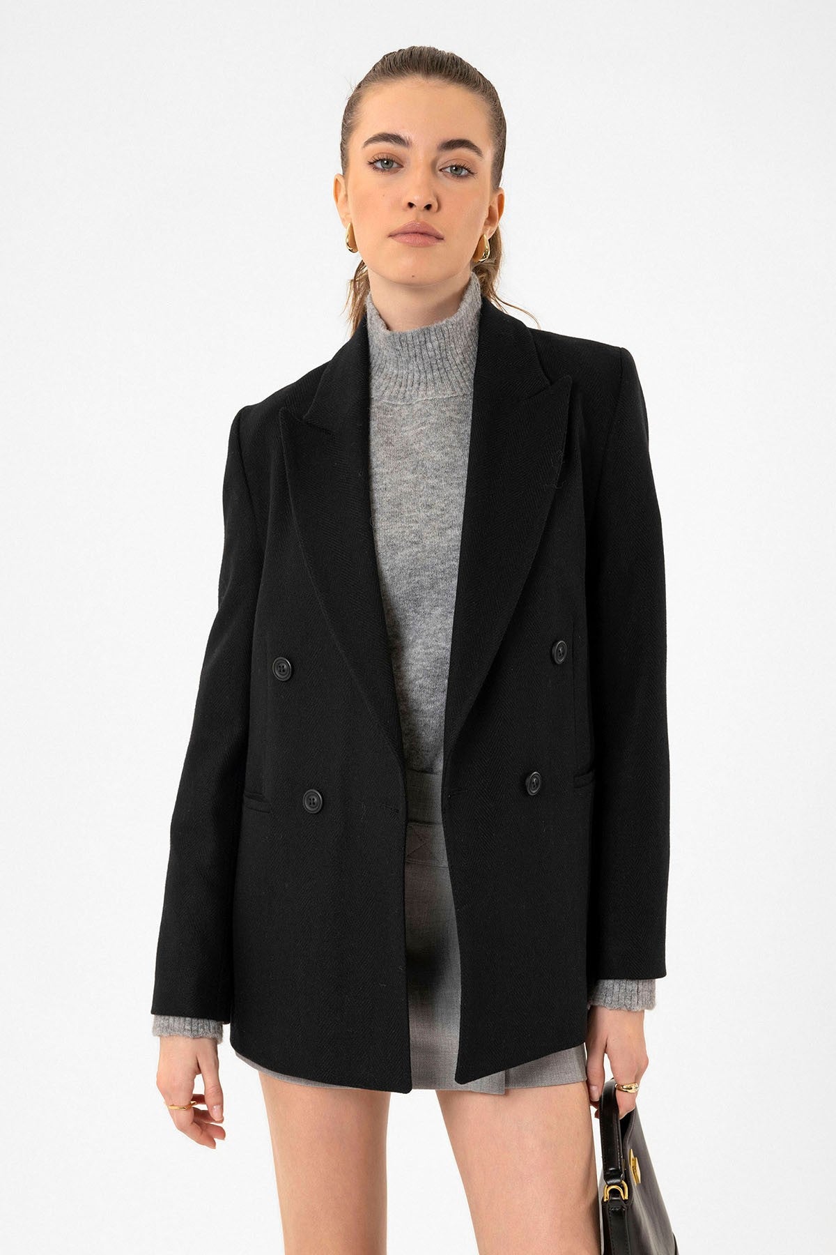 Antioch Women's Wool-Blend Herringbone-Patterned Blazer Jacket