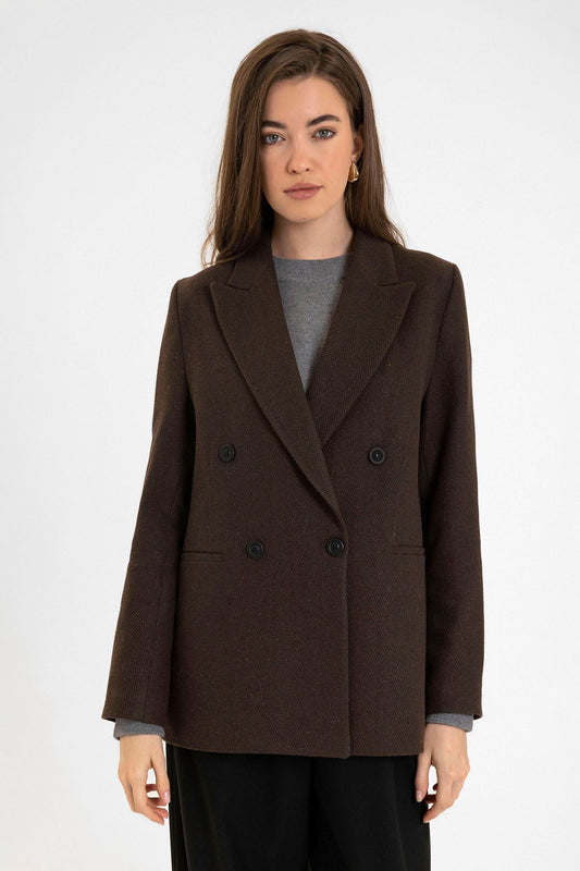 Antioch Women's Wool-Blend Herringbone-Patterned Blazer Jacket
