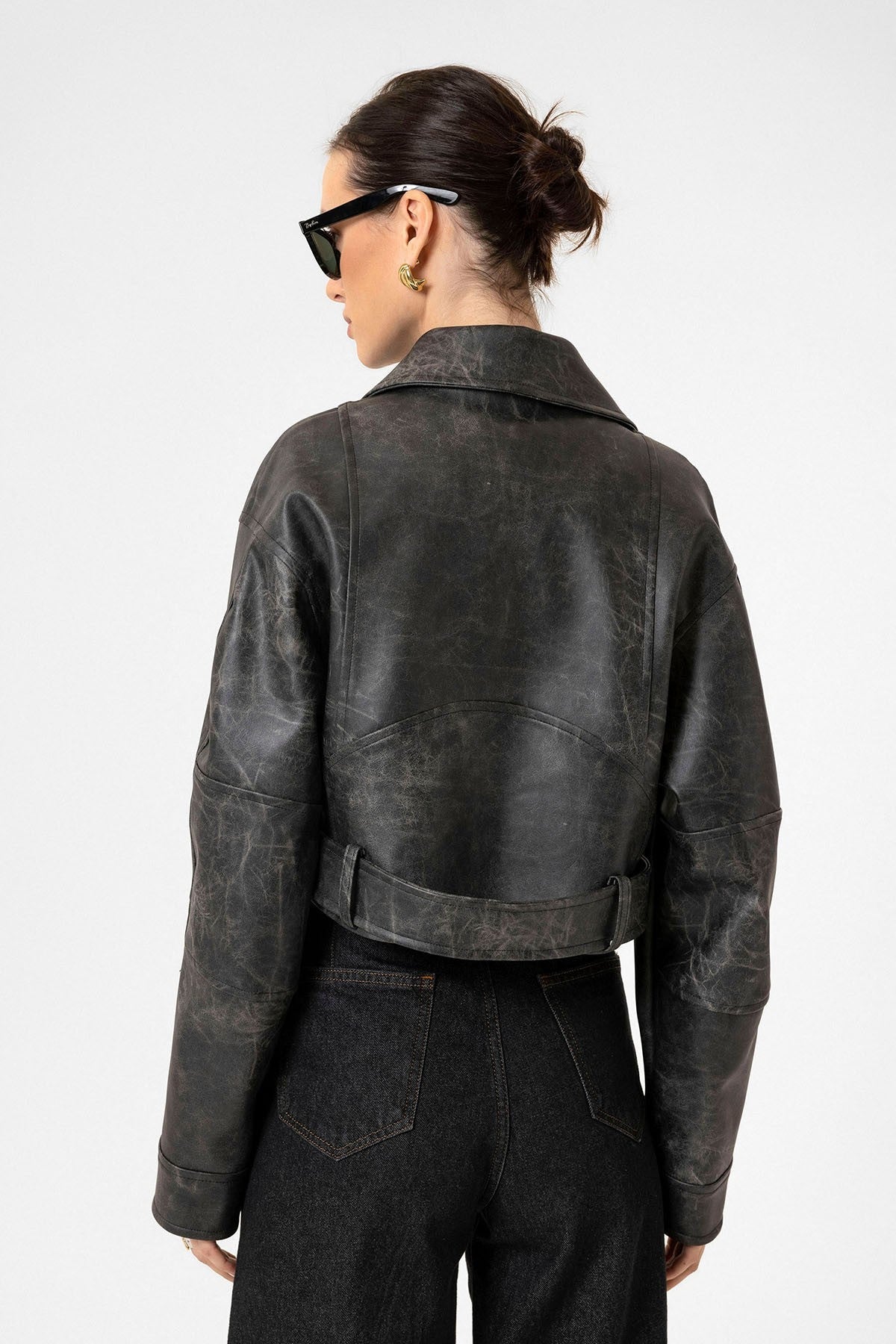 Antioch Women's Faux Leather Crop Biker Jacket
