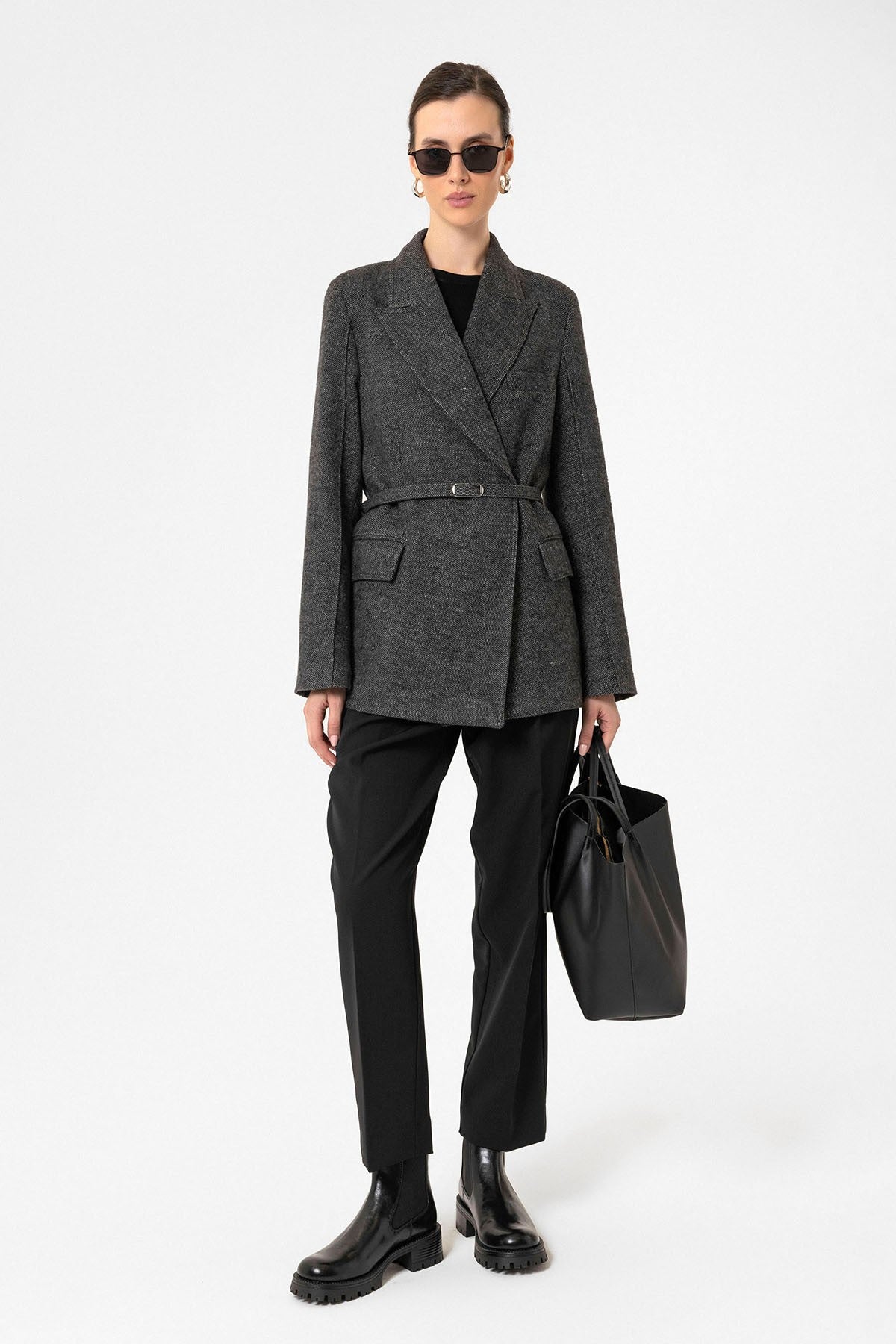 Antioch Women's Textured Blazer with Belt