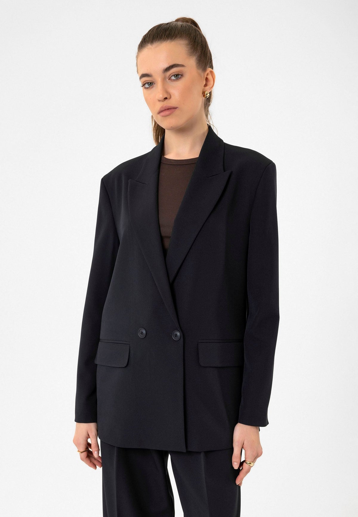 Antioch Women's Double-Breasted Oversized Blazer Jacket