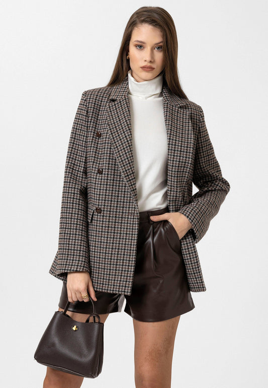 Antioch Women's Houndstooth-Patterned Blazer Jacket