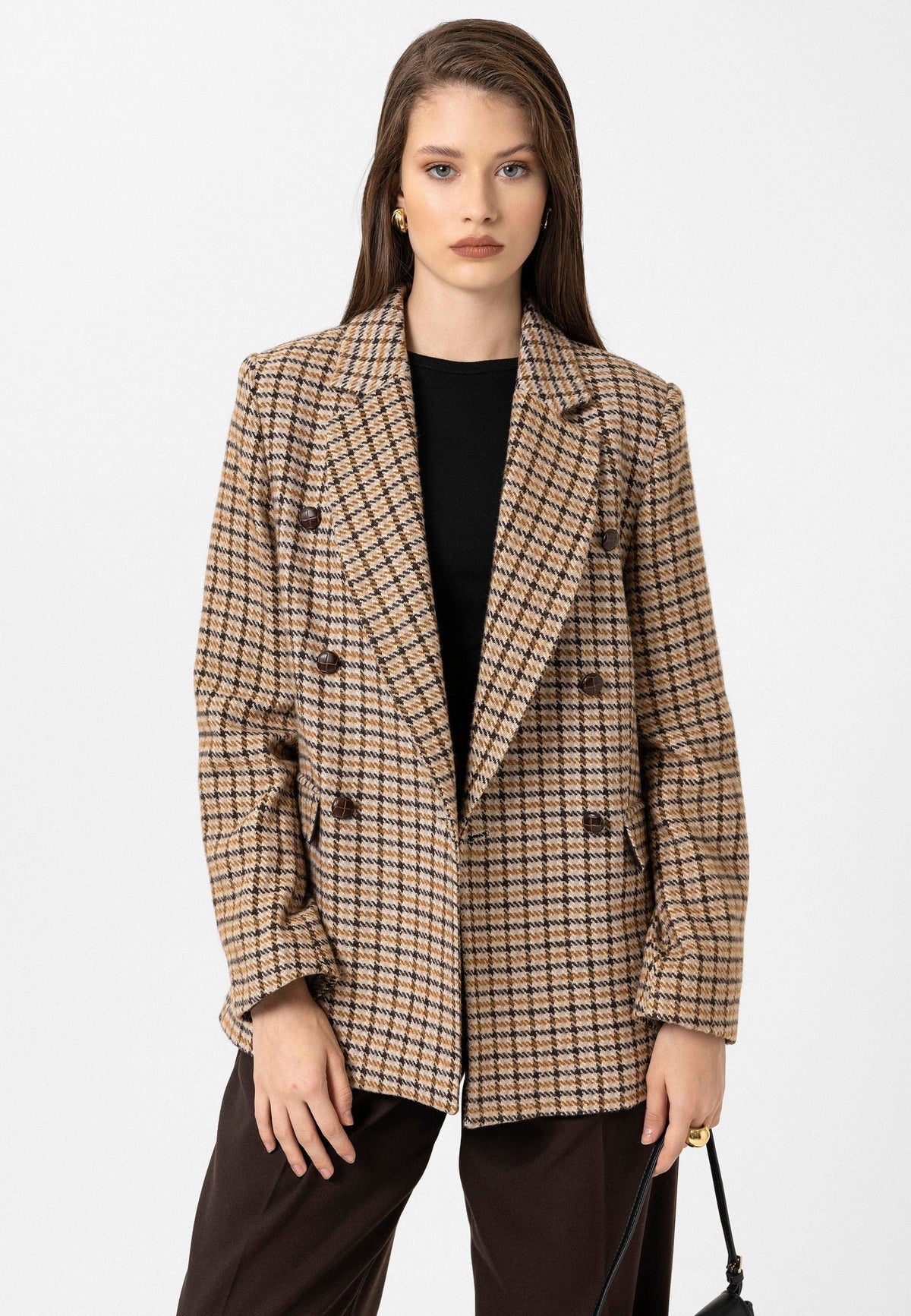 Antioch Women's Houndstooth-Patterned Blazer Jacket