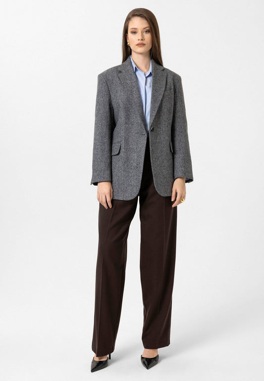Antioch Women's Relaxed-Fit Herringbone-Patterned Blazer Jacket