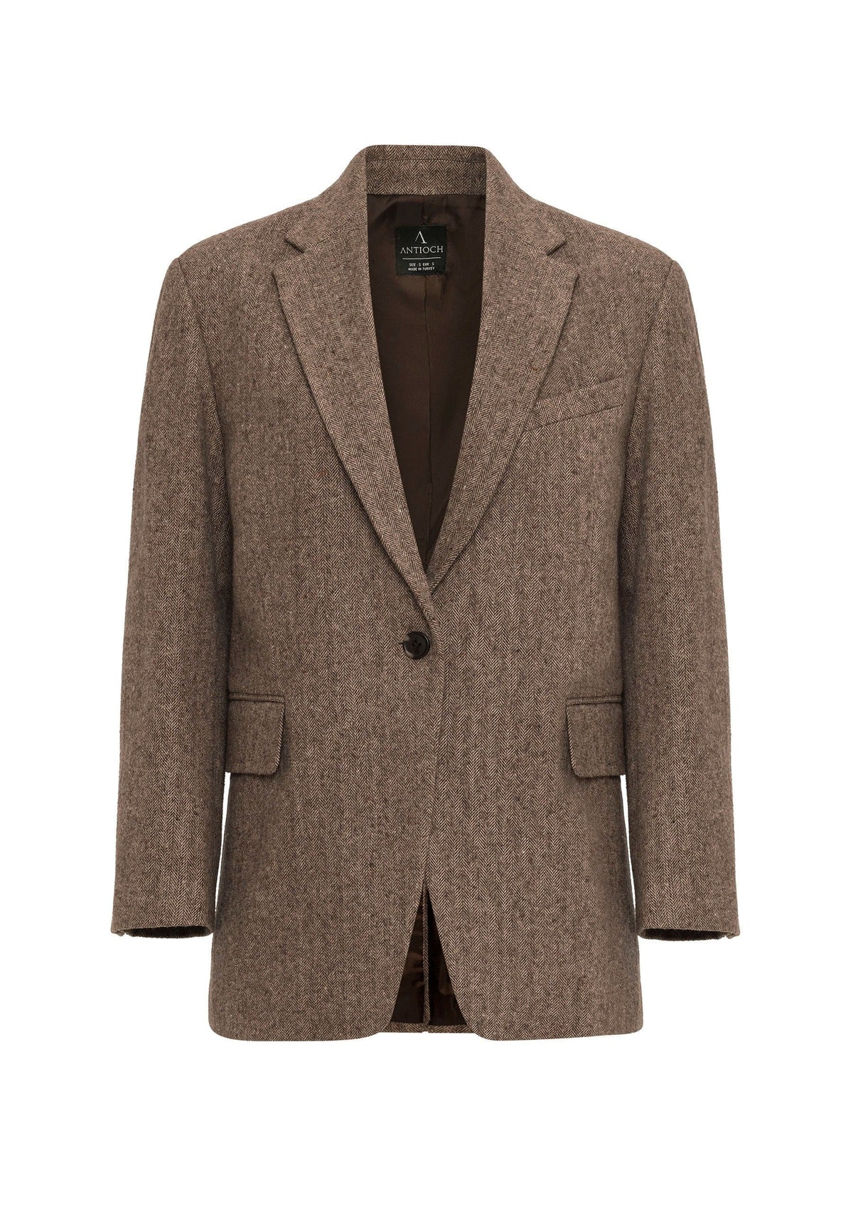 Antioch Women's Relaxed-Fit Herringbone-Patterned Blazer Jacket
