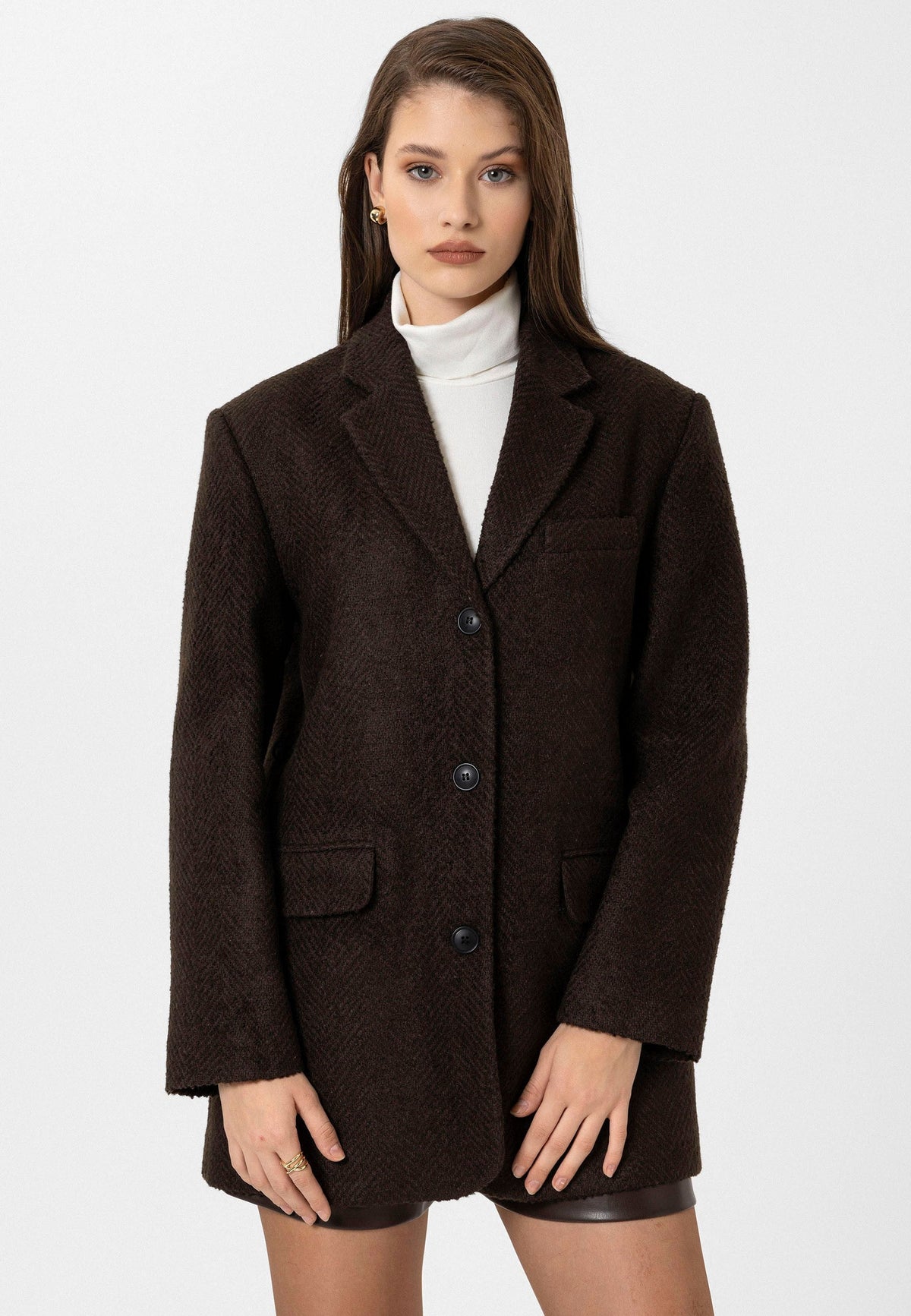 Antioch Women's Herringbone-Patterned Blazer Jacket
