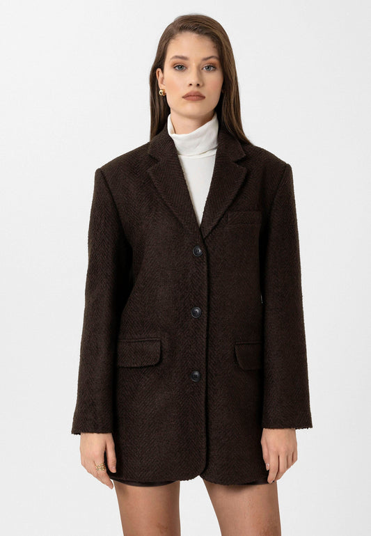 Antioch Women's Herringbone-Patterned Blazer Jacket