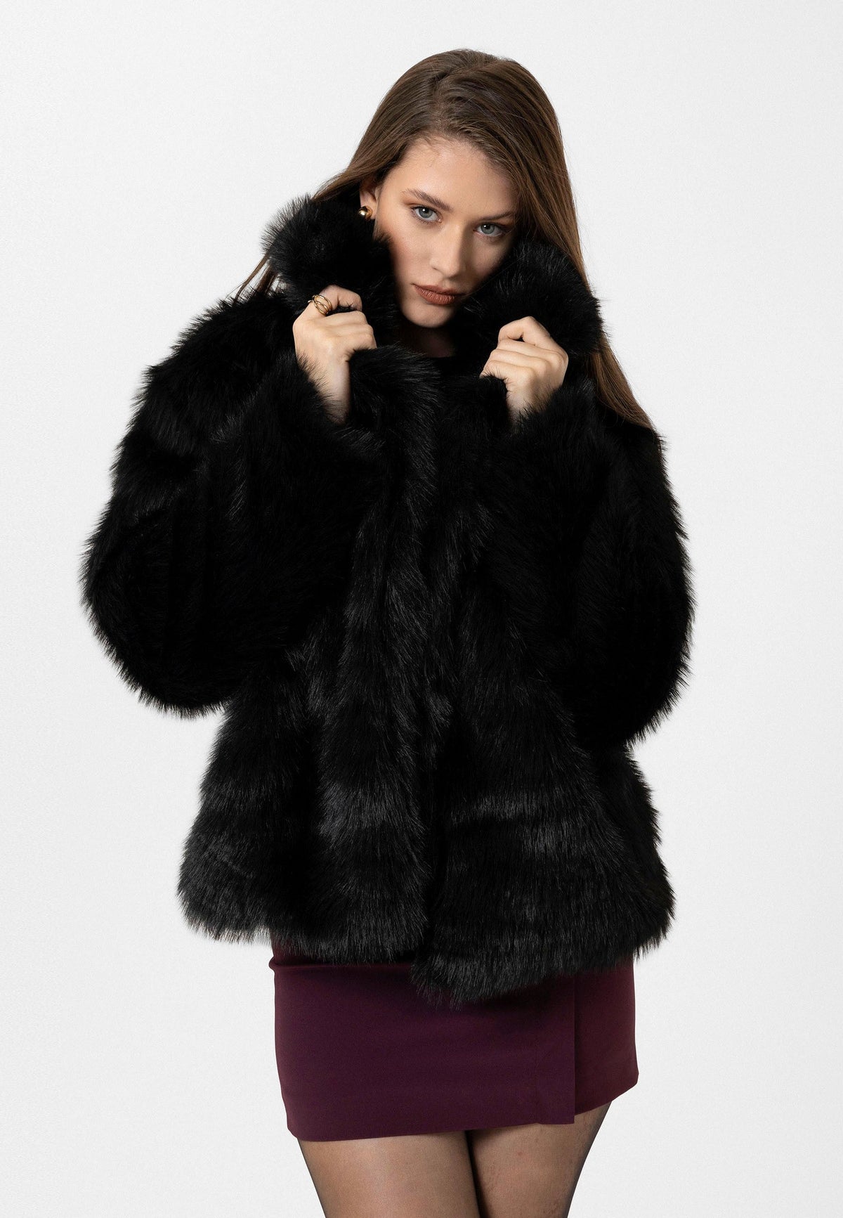 Antioch Women's Jacket with Collar, Faux Fur Jacket