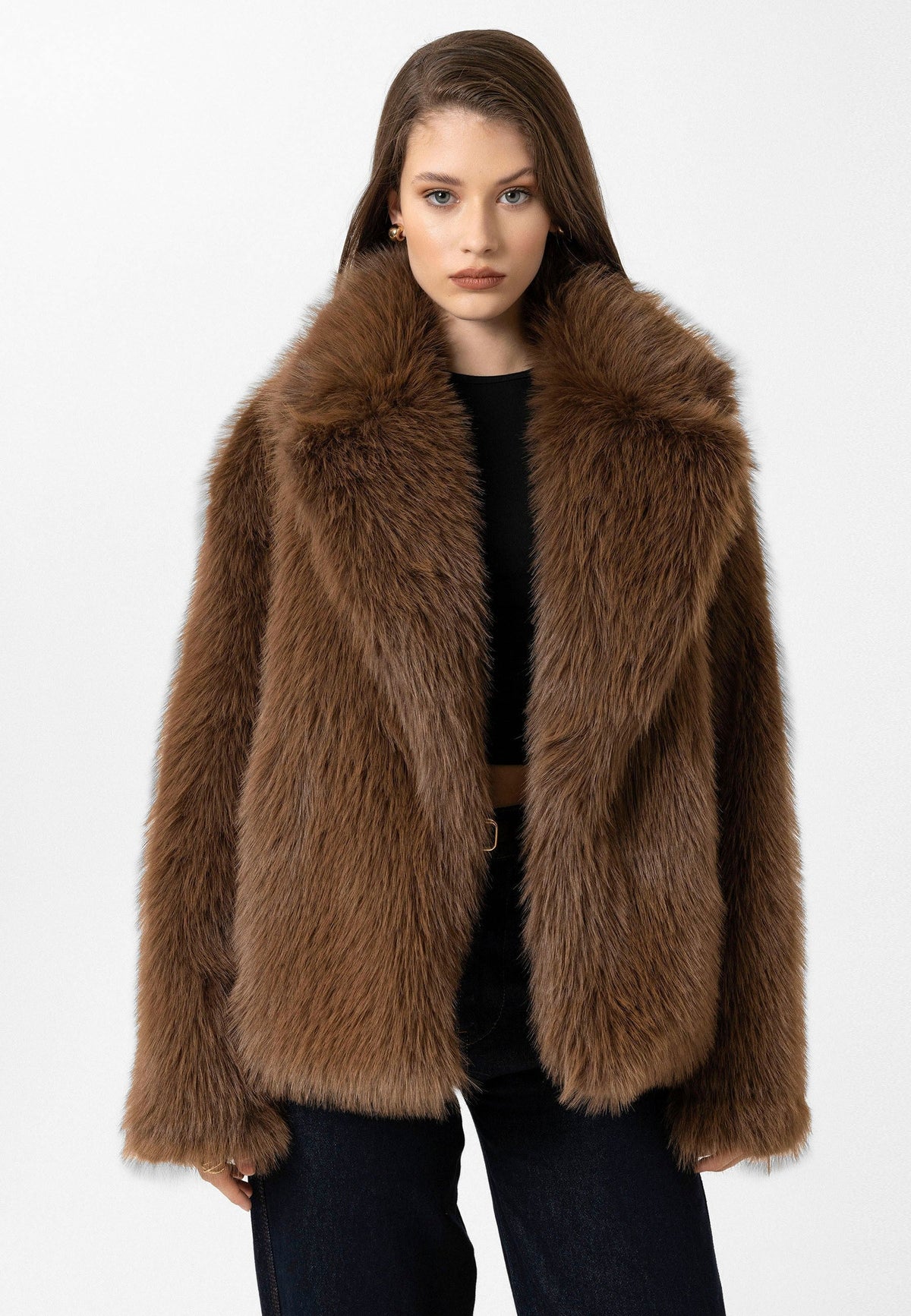 Antioch Women's Jacket with Collar, Faux Fur Jacket