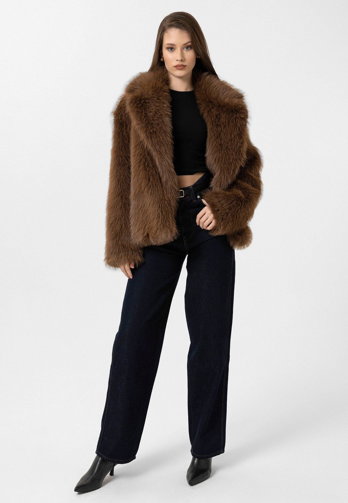 Antioch Women's Jacket with Collar, Faux Fur Jacket