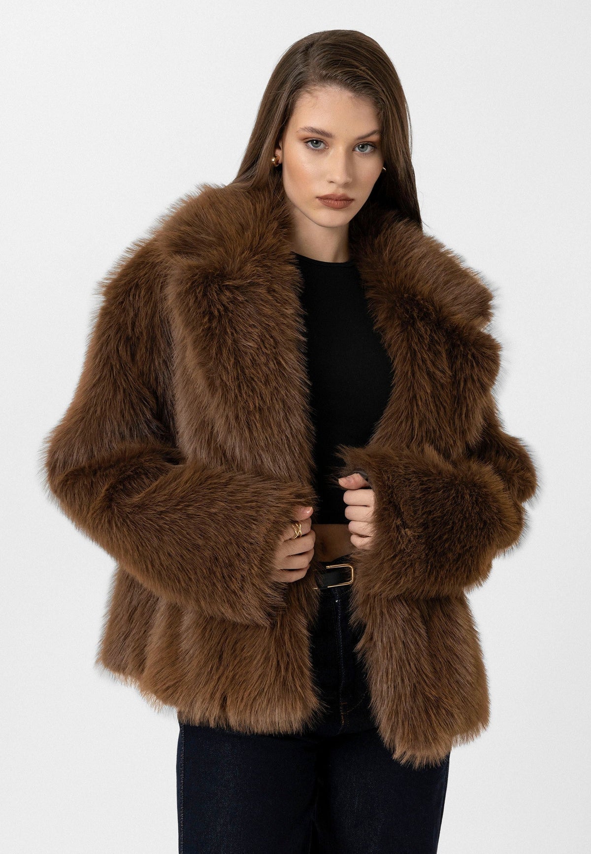Antioch Women's Jacket with Collar, Faux Fur Jacket