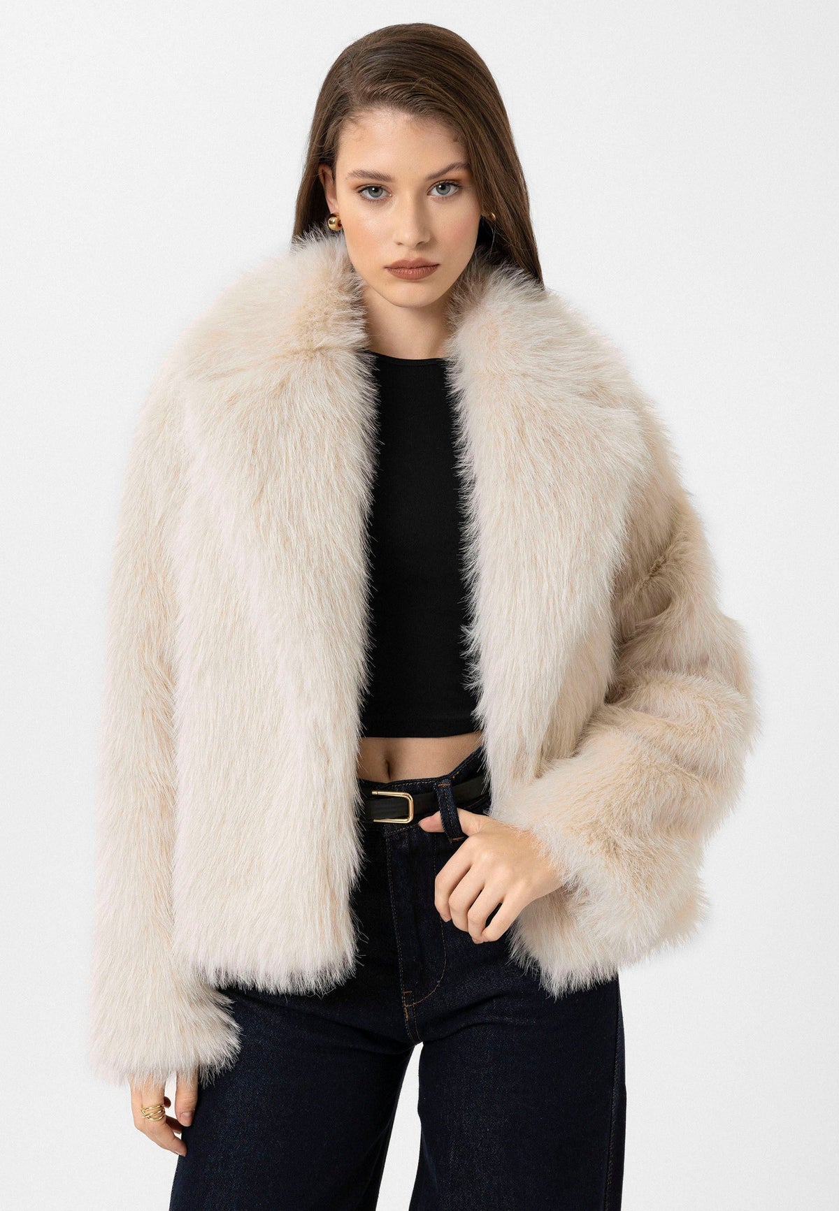Antioch Women's Jacket with Collar, Faux Fur Jacket