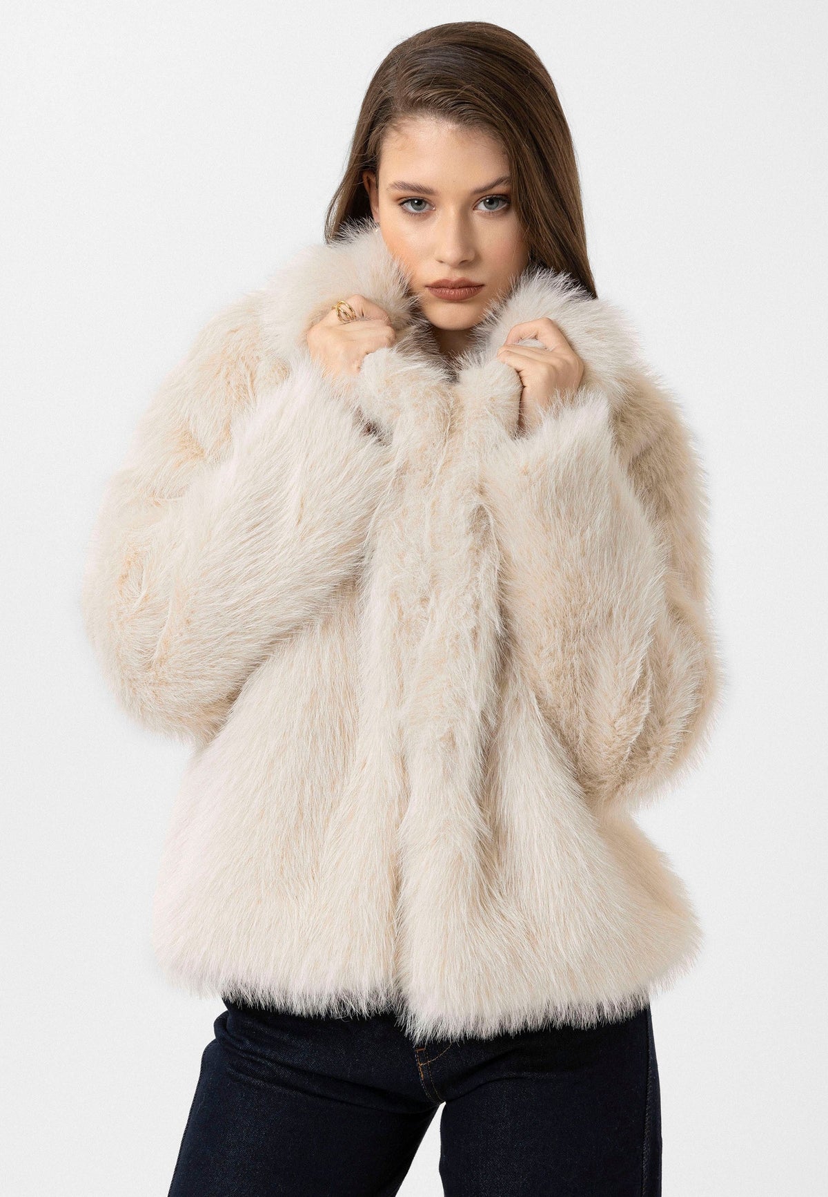 Antioch Women's Jacket with Collar, Faux Fur Jacket
