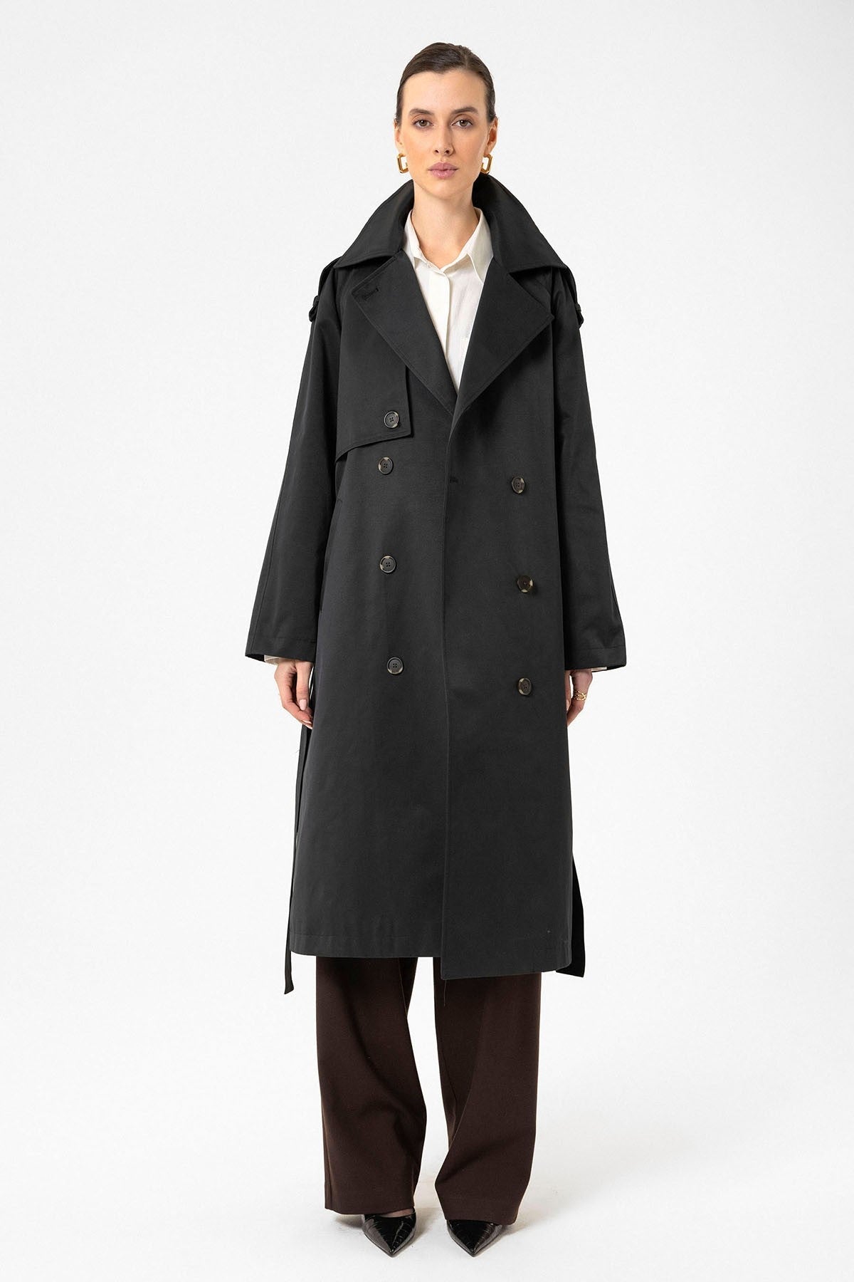 Antioch Women's Long Trench Coat with Belt
