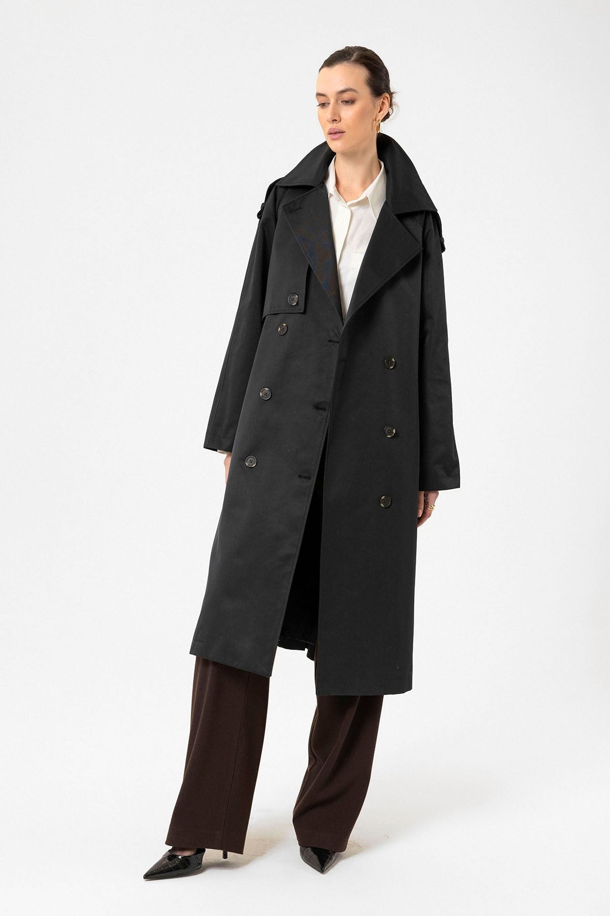 Antioch Women's Long Trench Coat with Belt