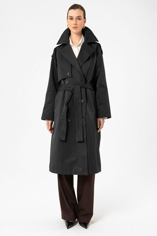 Antioch Women's Long Trench Coat with Belt