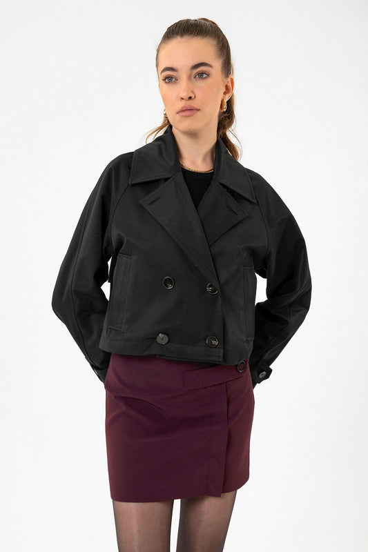 Antioch Women's Double-Breasted Short Trench Coat