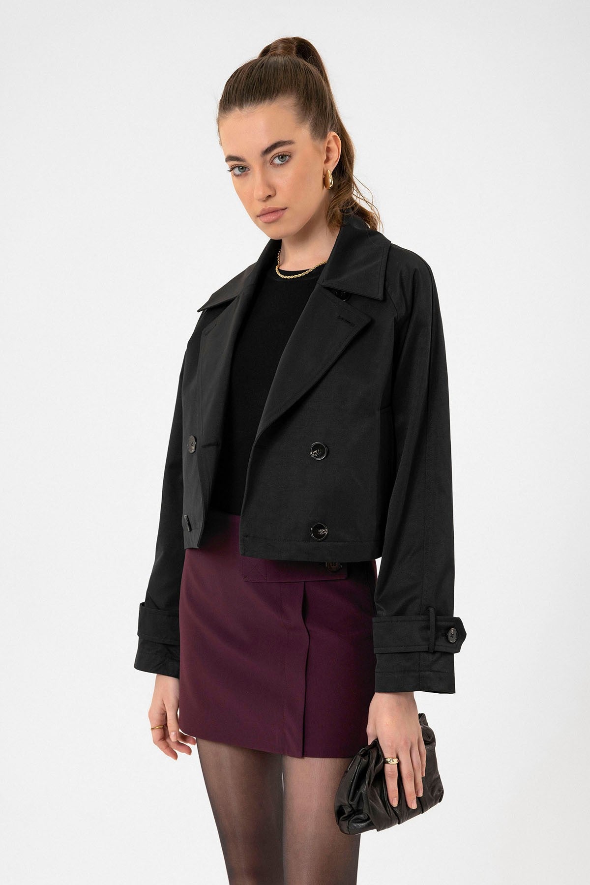 Antioch Women's Double-Breasted Short Trench Coat