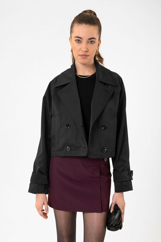 Antioch Women's Double-Breasted Short Trench Coat