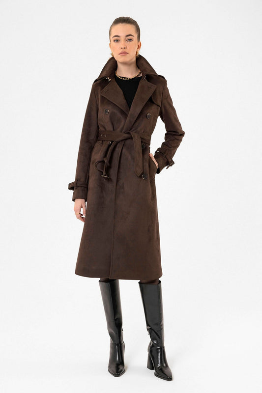 Antioch Women's Belted Nubuck Trench Coat