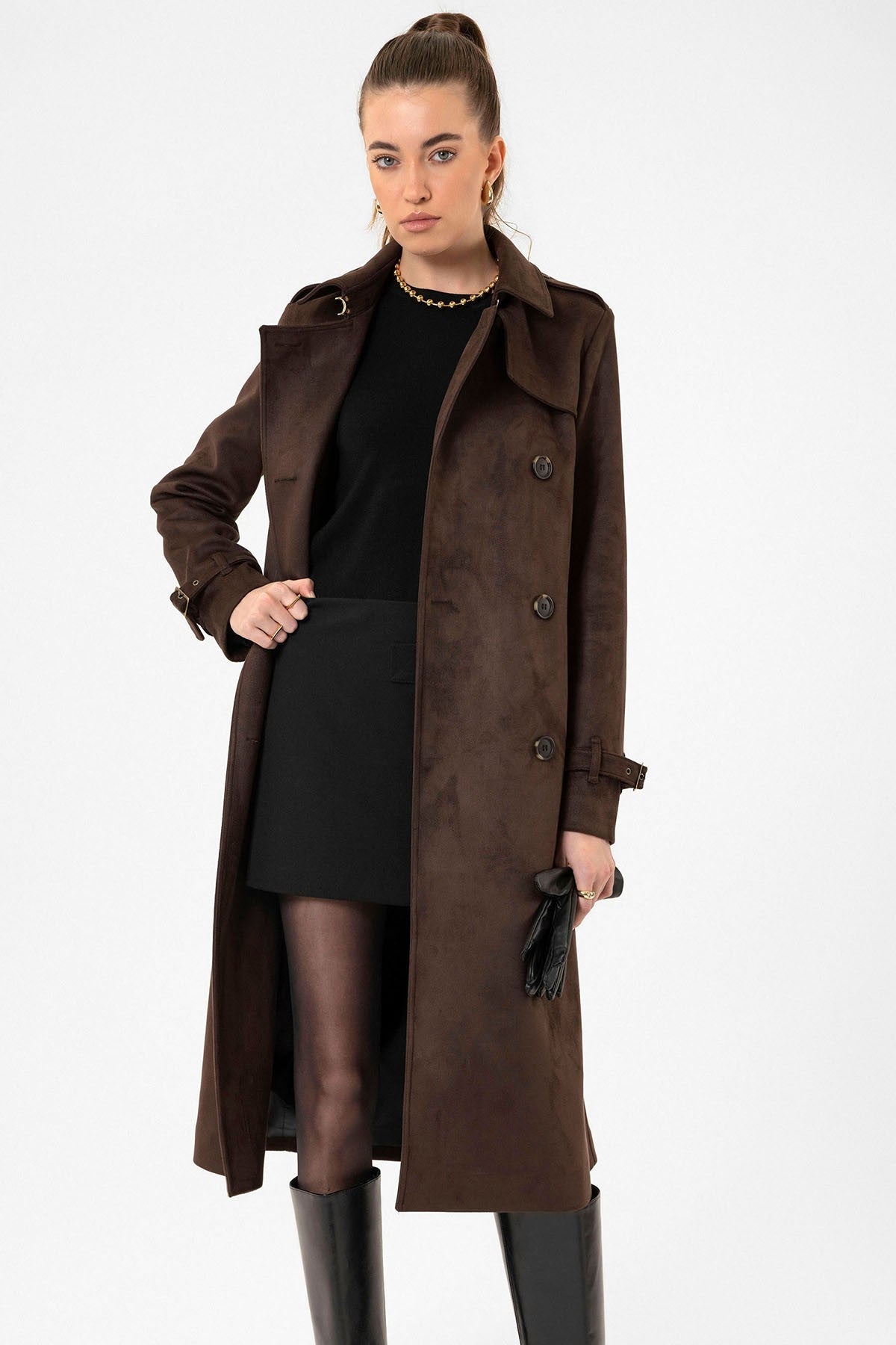 Antioch Women's Belted Nubuck Trench Coat