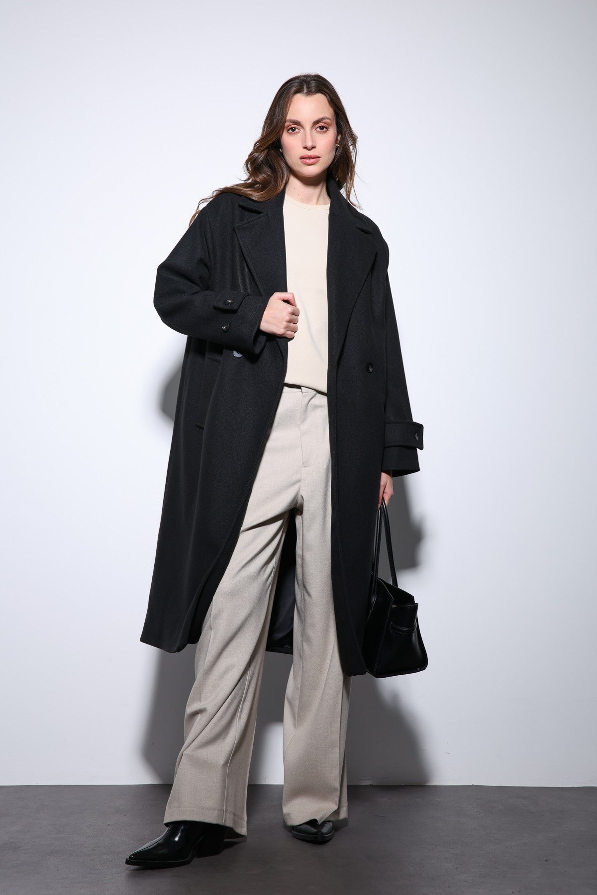 Antioch Women's Soft-Textured Oversized Double-Breasted Coat