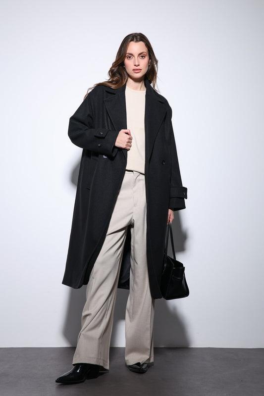 Antioch Women's Soft-Textured Oversized Double-Breasted Coat