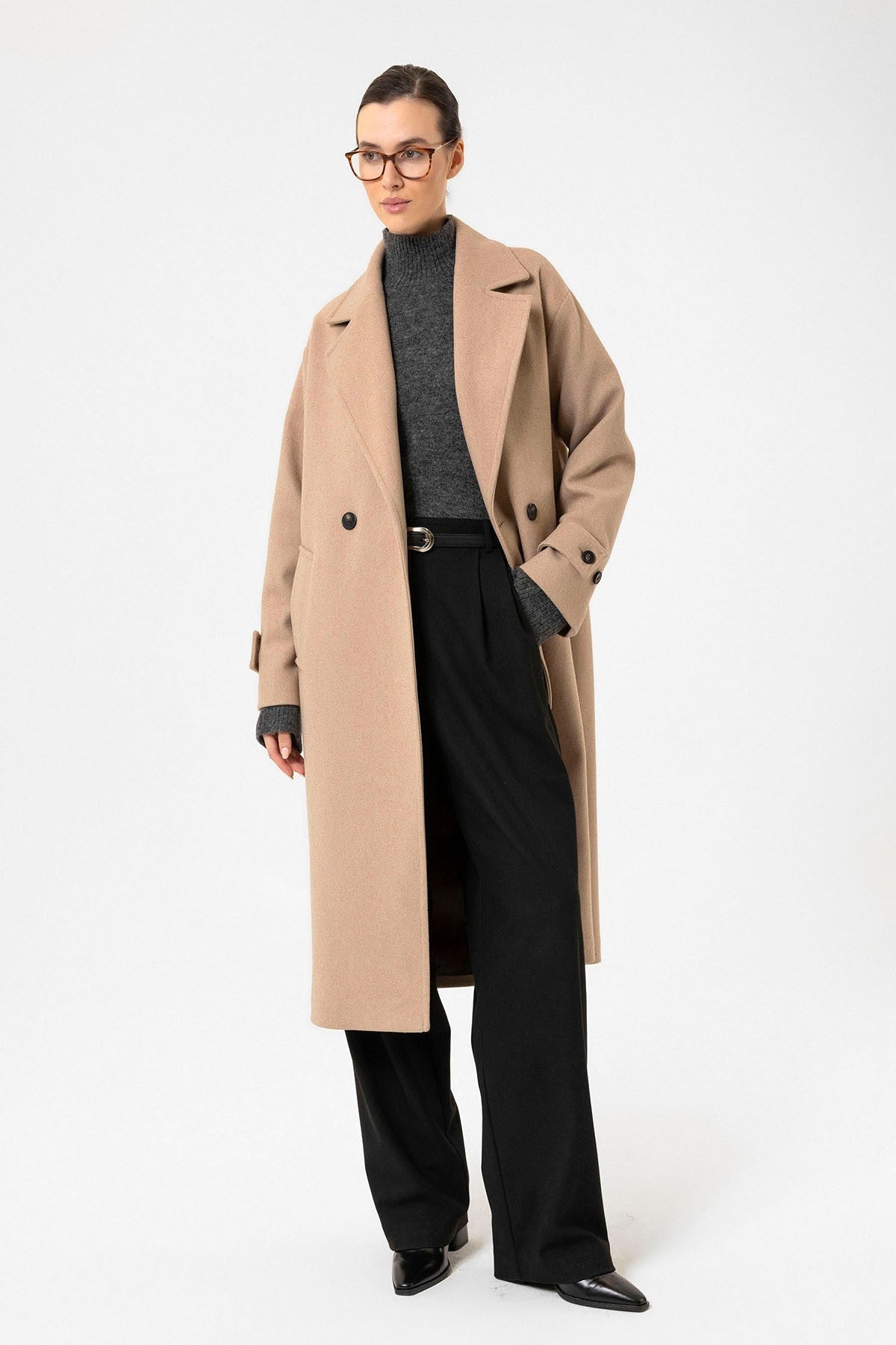Antioch Women's Soft-Textured Oversized Double-Breasted Coat