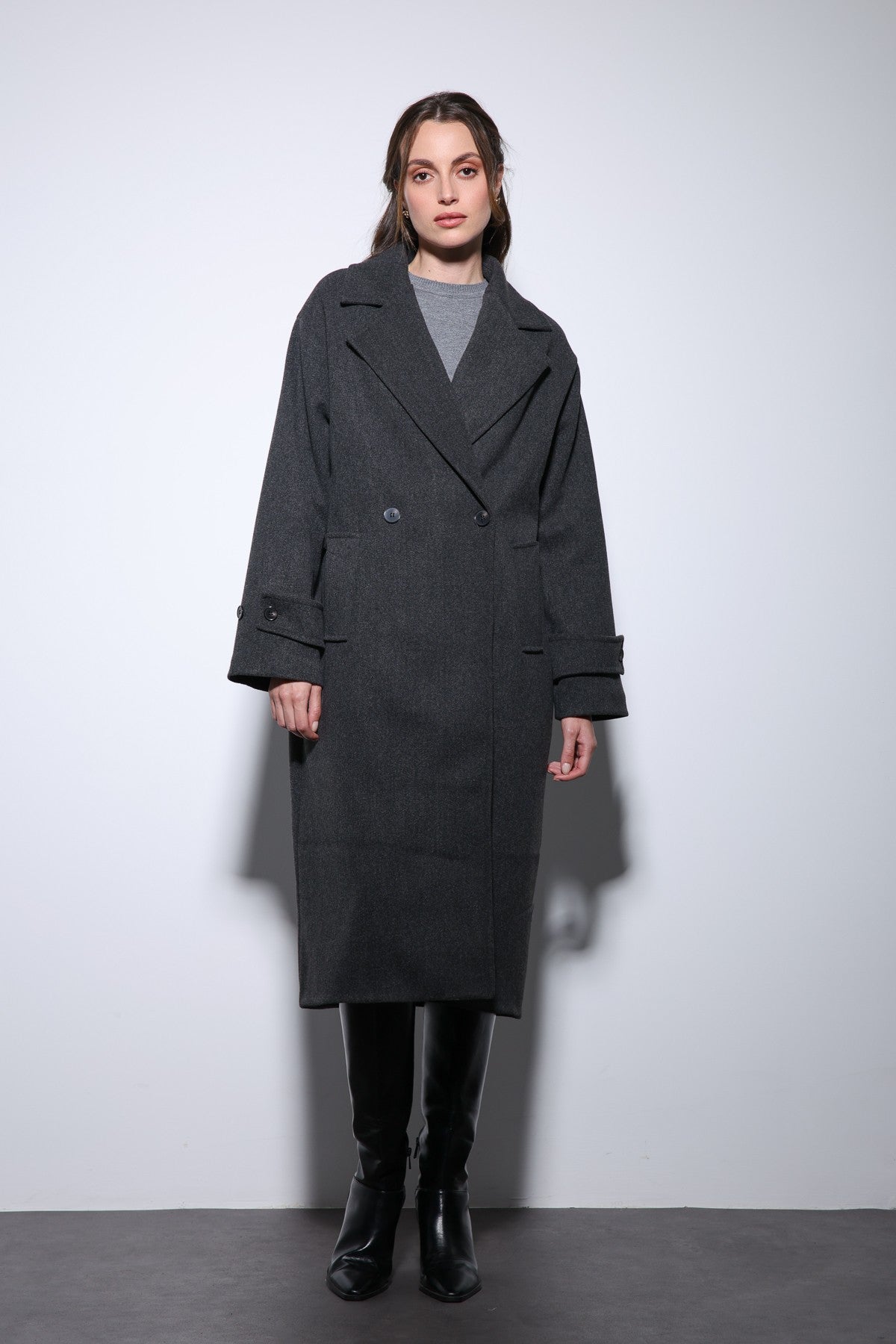 Antioch Women's Soft-Textured Oversized Double-Breasted Coat