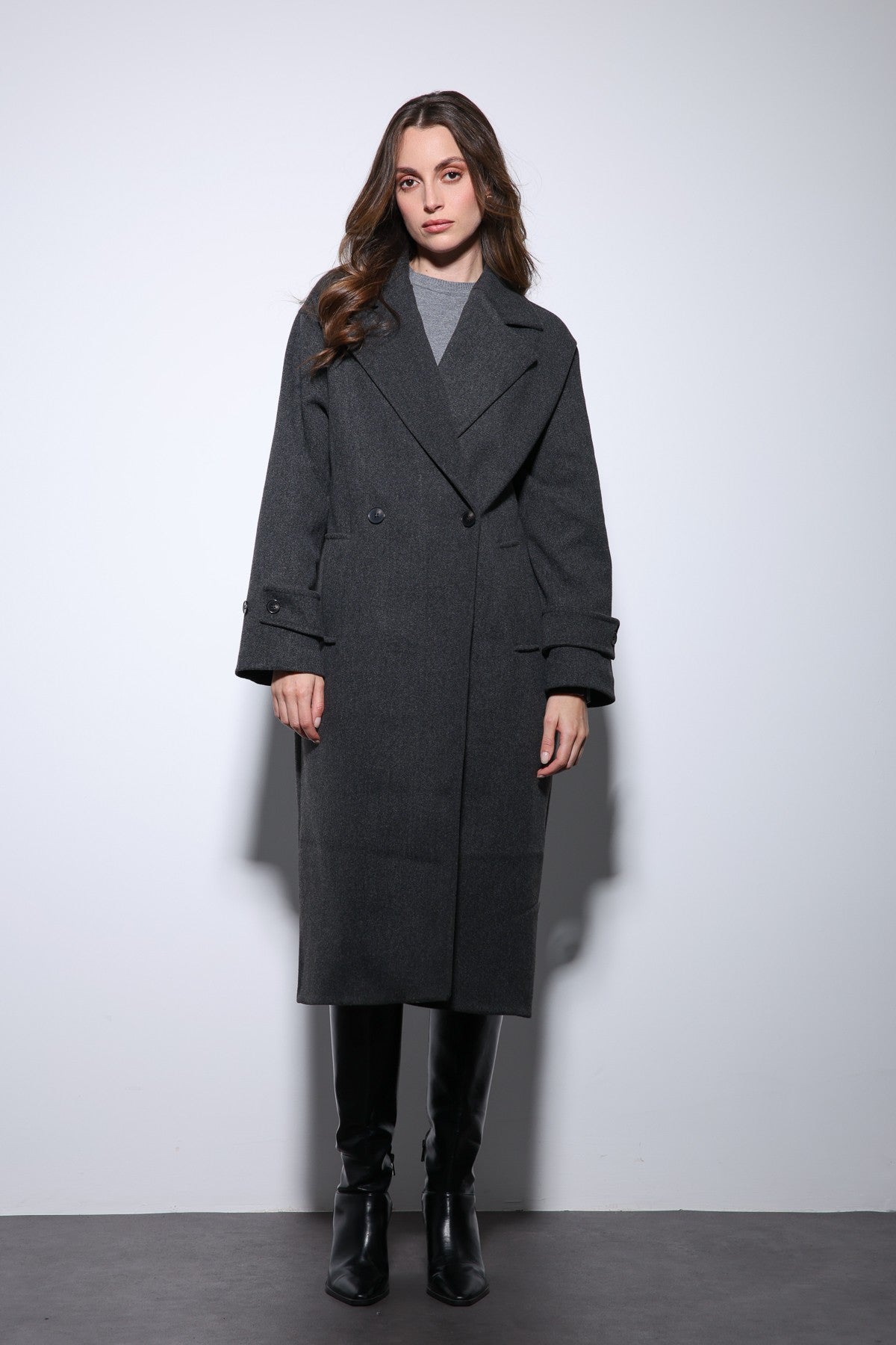 Antioch Women's Soft-Textured Oversized Double-Breasted Coat